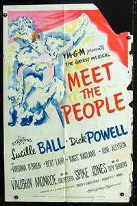 k498 MEET THE PEOPLE one-sheet movie poster '44 Ventei art of Lucille Ball!