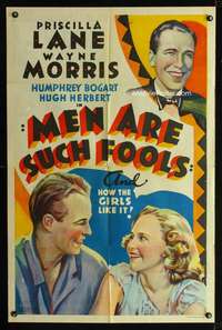 k500 MEN ARE SUCH FOOLS other company one-sheet movie poster '38 Bogart!