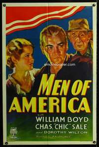 k501 MEN OF AMERICA one-sheet movie poster '32 William Boyd stone litho!