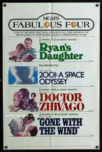 k504 MGM'S FABULOUS FOUR one-sheet movie poster '71 2001, Zhivago, GWTW!
