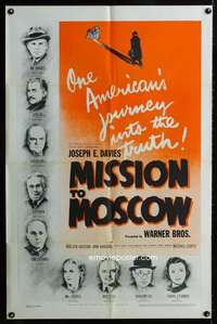 k513 MISSION TO MOSCOW one-sheet movie poster '43 Walter Huston, Curtiz