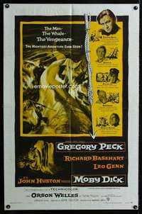 k517 MOBY DICK one-sheet movie poster '56 Gregory Peck, Orson Welles