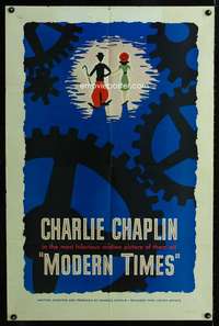 k519 MODERN TIMES one-sheet movie poster R59 classic Charlie Chaplin!
