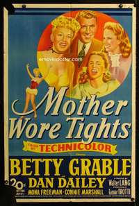 k535 MOTHER WORE TIGHTS one-sheet movie poster '47 Betty Grable, Dailey