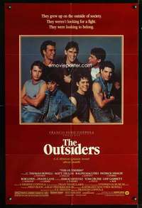 k575 OUTSIDERS one-sheet movie poster '82 Francis Ford Coppola, SE Hinton