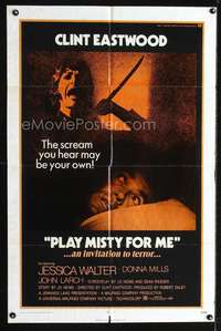 k585 PLAY MISTY FOR ME one-sheet movie poster '71 classic Clint Eastwood!