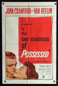 k590 POSSESSED one-sheet movie poster '47 Joan Crawford, Van Heflin