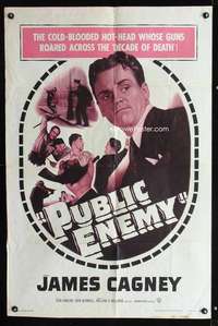 k594 PUBLIC ENEMY one-sheet movie poster R54 James Cagney, Jean Harlow