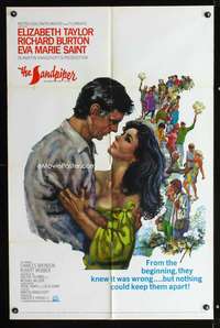 k622 SANDPIPER one-sheet movie poster '65 Liz Taylor, Richard Burton