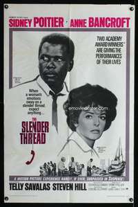 k641 SLENDER THREAD one-sheet movie poster '66 Sidney Poitier, Bancroft