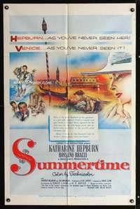 k676 SUMMERTIME one-sheet movie poster '55 Kate Hepburn, Rossano Brazzi