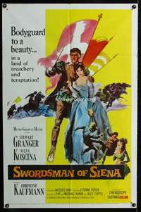 k696 SWORDSMAN OF SIENA one-sheet movie poster '62 Stewart Granger, Koscina