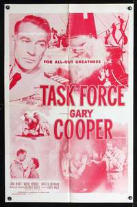 k702 TASK FORCE one-sheet movie poster R56 Gary Cooper in uniform!