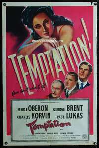 k705 TEMPTATION one-sheet movie poster '46 Merle Oberon, George Brent