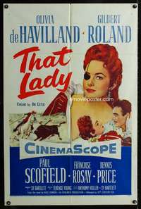 k717 THAT LADY one-sheet movie poster '55 Olivia de Havilland w/eyepatch!