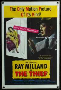 k727 THIEF one-sheet movie poster '52 Ray Milland silent movie!