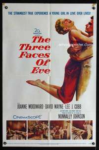 k734 THREE FACES OF EVE one-sheet movie poster '57 Joanne Woodward, Wayne