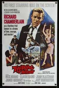 k750 TWILIGHT OF HONOR one-sheet movie poster '63 Richard Chamberlain