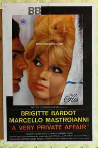 k759 VERY PRIVATE AFFAIR one-sheet movie poster '62 sexy Brigitte Bardot!