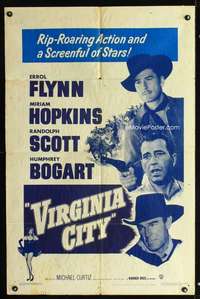 k765 VIRGINIA CITY one-sheet movie poster R51 Errol Flynn, Humphrey Bogart