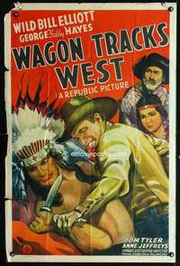 k768 WAGON TRACKS WEST one-sheet movie poster '43 Wild Bill Elliot, Gabby
