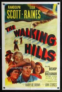 k769 WALKING HILLS one-sheet movie poster R55 Randolph Scott, John Sturges