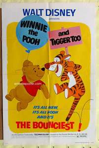 k786 WINNIE THE POOH & TIGGER TOO one-sheet movie poster '74 Disney!