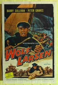 k791 WOLF LARSEN one-sheet movie poster '58 Jack London, Barry Sullivan