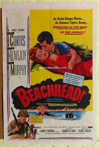 n052 BEACHHEAD one-sheet movie poster '54 United States Marine Tony Curtis!