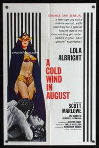 n108 COLD WIND IN AUGUST one-sheet movie poster '61 sexy Lola Albright!