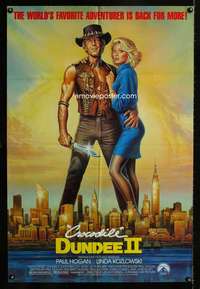 n122 CROCODILE DUNDEE 2 one-sheet movie poster '88 Paul Hogan sequel!