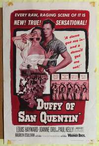 n147 DUFFY OF SAN QUENTIN one-sheet movie poster '54 prison escape image!