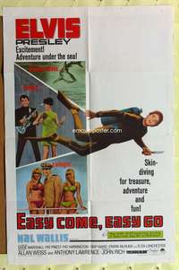 n150 EASY COME EASY GO one-sheet movie poster '67 scuba Elvis Presley!