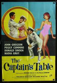 n083 CAPTAIN'S TABLE English one-sheet movie poster '60 sexy Peggy Cummins!