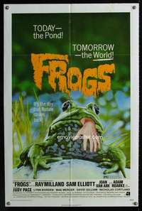 n184 FROGS one-sheet movie poster '72 Ray Milland, great horror image!