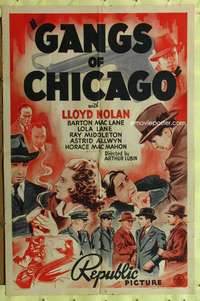 n193 GANGS OF CHICAGO one-sheet movie poster '40 Lloyd Nolan, MacLane