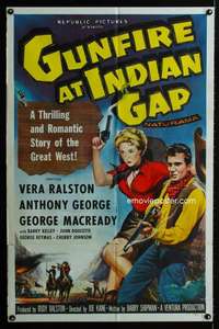 n243 GUNFIRE AT INDIAN GAP one-sheet movie poster '57 cowgirl Vera Ralston!
