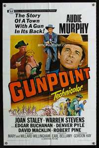 n244 GUNPOINT one-sheet movie poster '66 Audie Murphy western!
