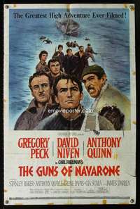 n245 GUNS OF NAVARONE one-sheet movie poster '61 Greg Peck, Niven, Quinn