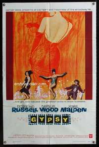 n248 GYPSY one-sheet movie poster '62 Rosalind Russell, Natalie Wood