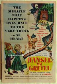 n254 HANSEL & GRETEL one-sheet movie poster '54 cool Kinemin puppets!