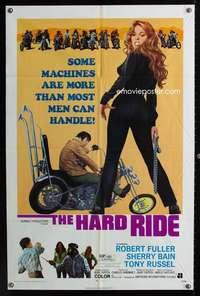 n257 HARD RIDE one-sheet movie poster '71 Robert Fuller, sexy biker, AIP!
