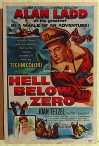 n267 HELL BELOW ZERO one-sheet movie poster '54 Alan Ladd in Antarctica!