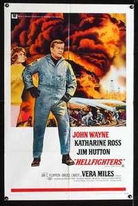 n268 HELLFIGHTERS one-sheet movie poster '69 John Wayne as Red Adair!