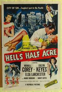 n269 HELL'S HALF ACRE one-sheet movie poster '54 Evelyn Keyes in Hawaii!