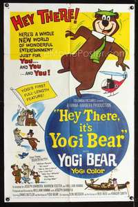 n272 HEY THERE IT'S YOGI BEAR one-sheet movie poster '64 Hanna-Barbera