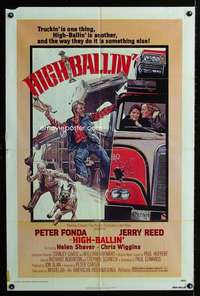 n275 HIGH-BALLIN' one-sheet movie poster '78 Fonda, Jerry Reed, Struzan art