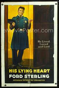 n276 HIS LYING HEART one-sheet movie poster R20s he lived, loved and lied!