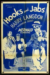 n282 HOOKS & JABS one-sheet movie poster '33 boxer Harry Langdon boxing!