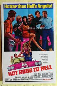 n286 HOT RODS TO HELL one-sheet movie poster '67 Hotter than Hell's Angels!